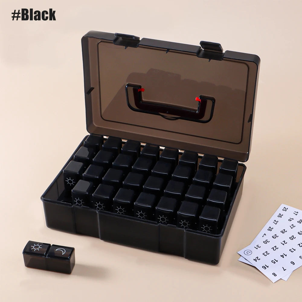 Monthly Pill Organizer AM/PM – 31-Day Medicine Box with 2 Daily Compartments for Vitamins, Supplements & Medication.