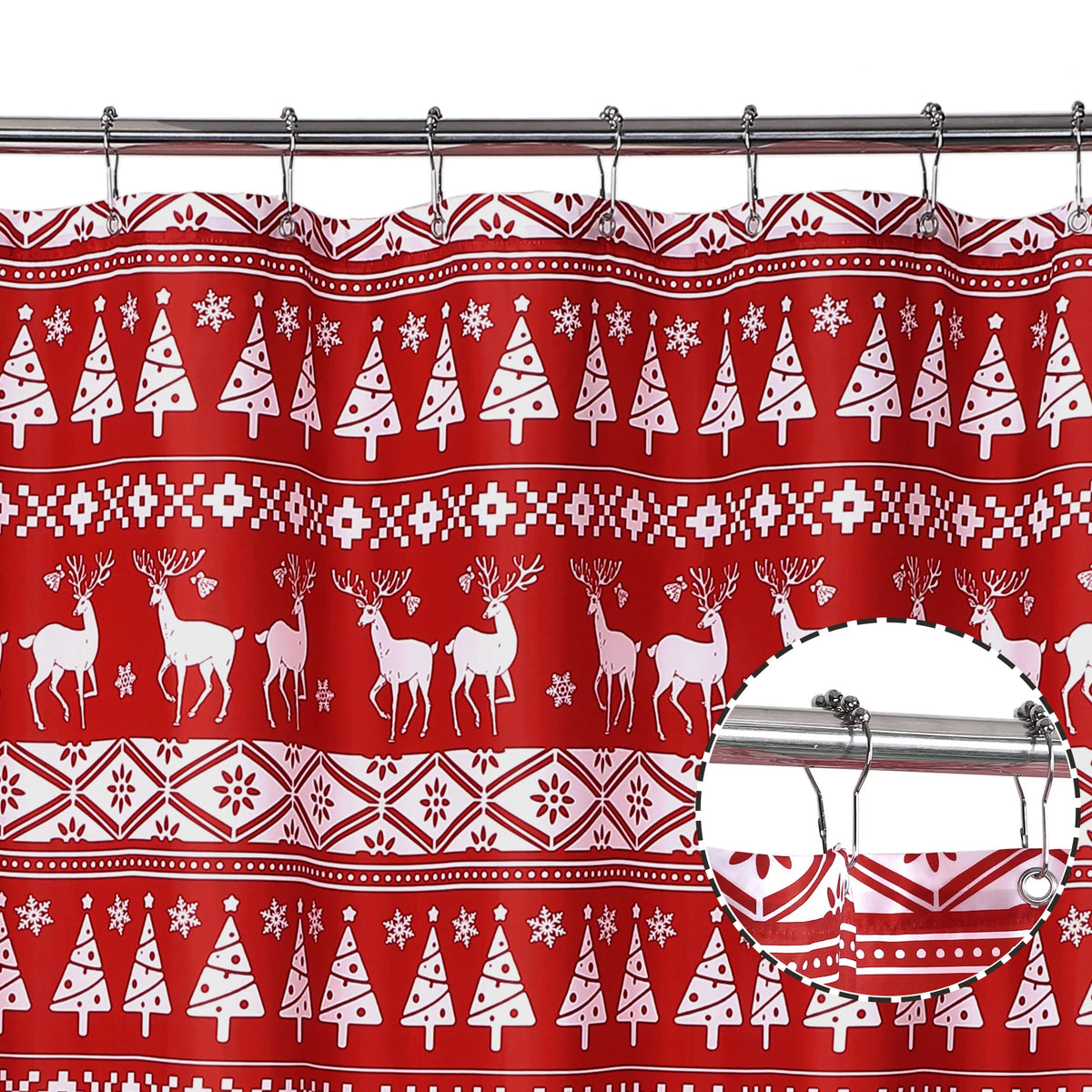 Christmas Shower Curtain – Waterproof Bathroom Curtain with Christmas Décor.