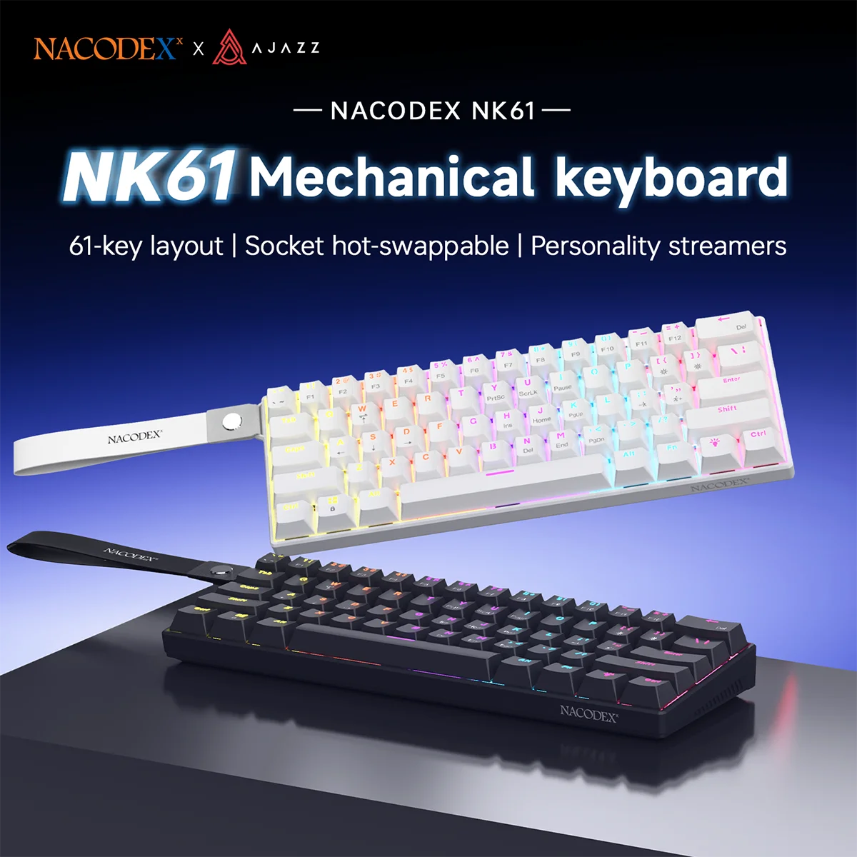 61-Key Wired Mechanical Gaming Keyboard – Red Switches, Compact Layout, Plug & Play.