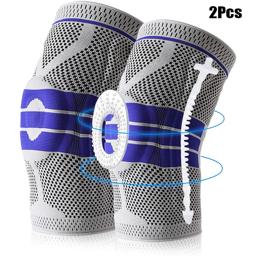 Silicone Padded Knee Support Sleeves for Sports & Fitness.