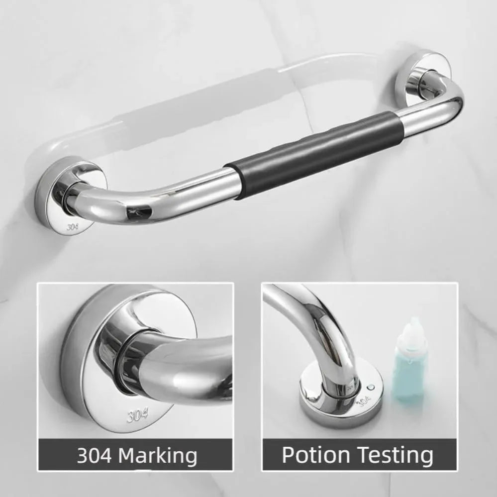 2-Piece Stainless Steel Shower Grab Bars – Non-Slip Bathroom Safety Handles with Silicone Grip.