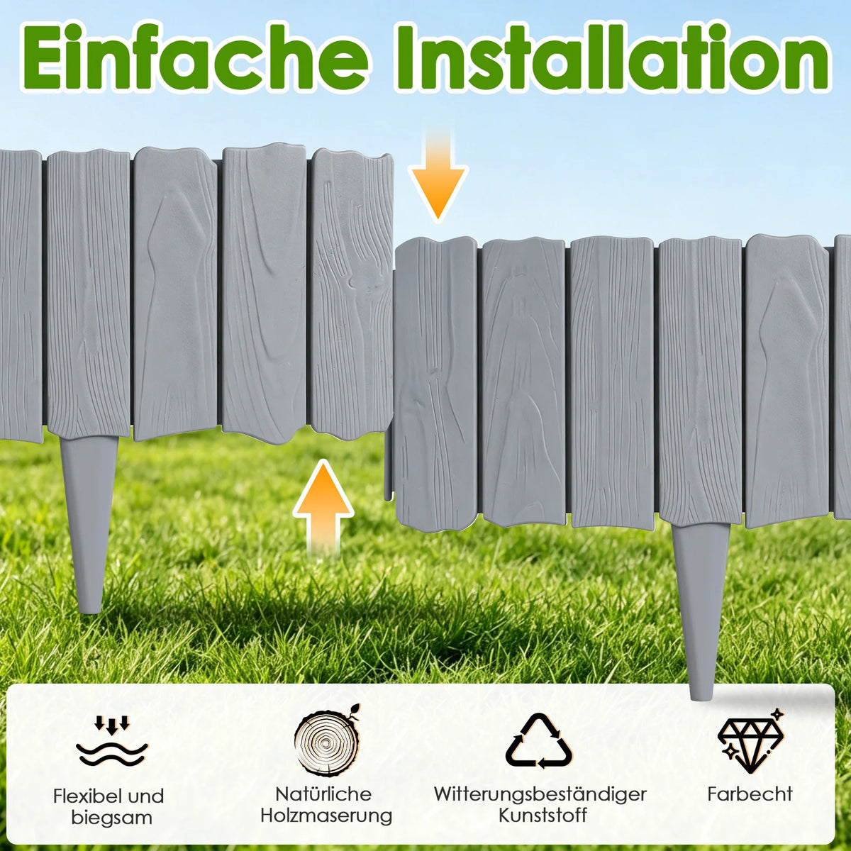 20-Piece Imitation Stone Garden Fence – Decorative Lawn & Plant Border Edging.