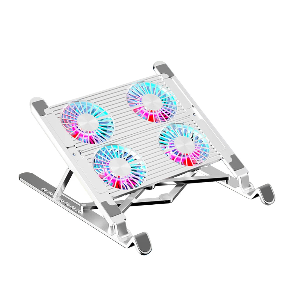RGB Laptop Cooling Pad with 2/4 Fans – Adjustable Foldable Stand for 11–17.3" Laptops.