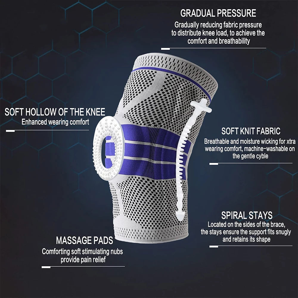 Silicone Padded Knee Support Sleeves for Sports & Fitness.