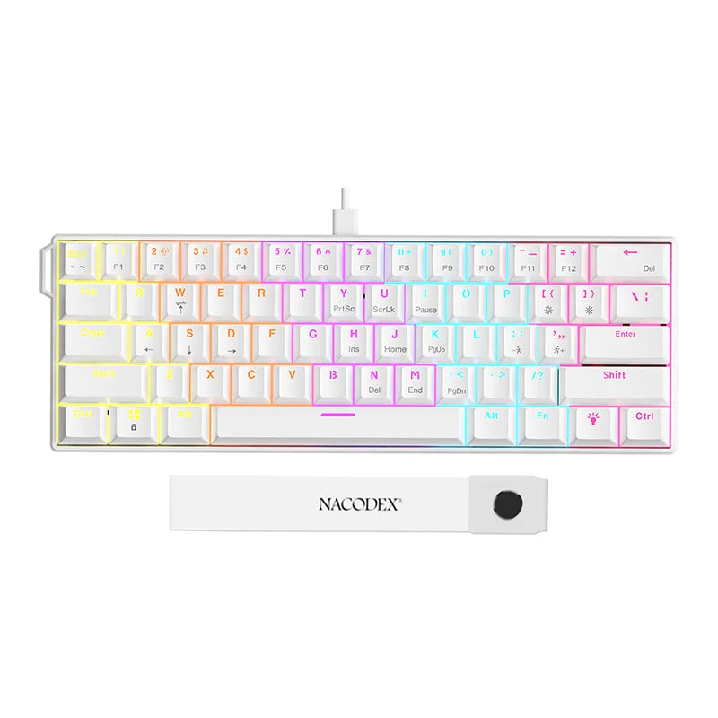 61-Key Wired Mechanical Gaming Keyboard – Red Switches, Compact Layout, Plug & Play.