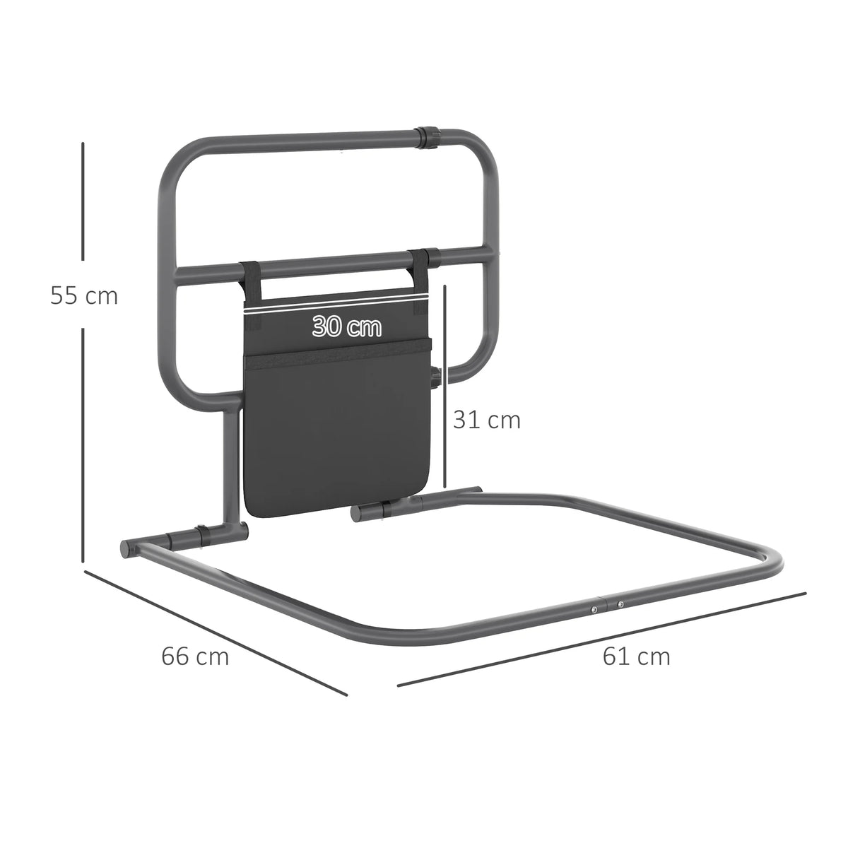 Folding Bed Rail for Adults – Adjustable Bed Assist Safety Bar with Storage Pocket.