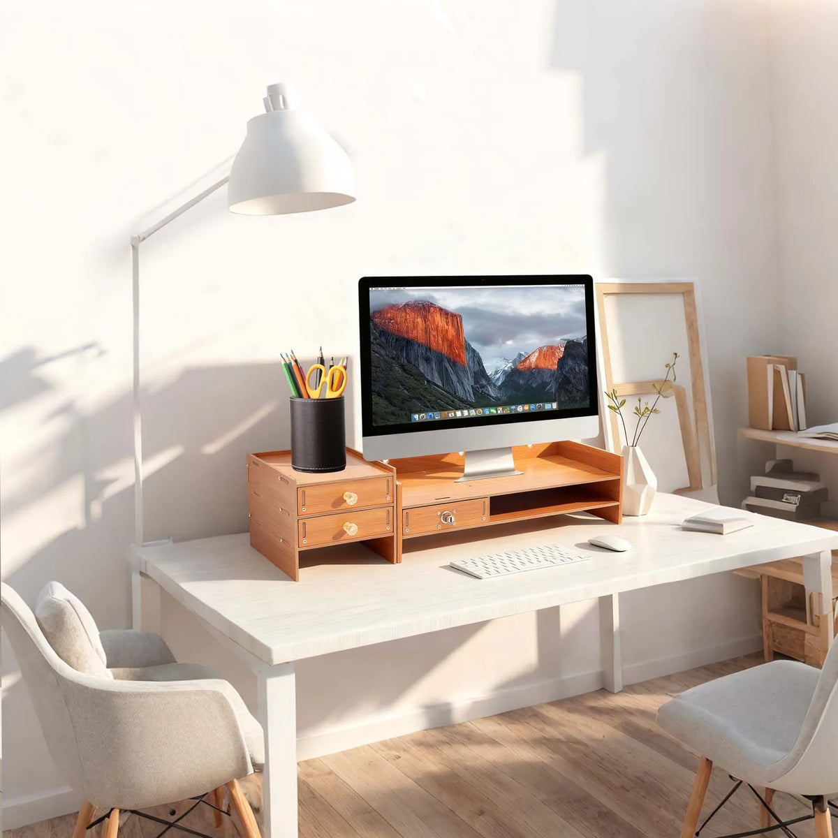 Computer Monitor Stand Riser – Sturdy Ergonomic Desktop Shelf & Storage Organizer.