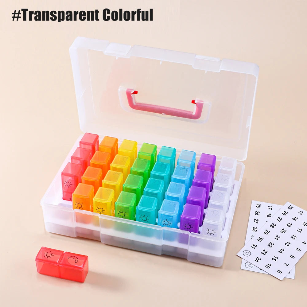 Monthly Pill Organizer AM/PM – 31-Day Medicine Box with 2 Daily Compartments for Vitamins, Supplements & Medication.