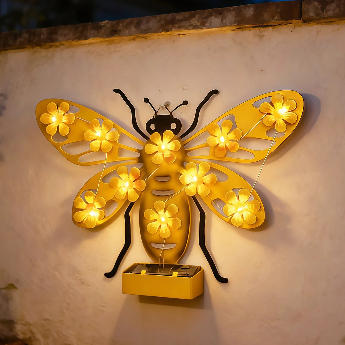 LED Solar Metal Wall Lights – Butterfly, Bee & Owl Garden Decoration Lamps.