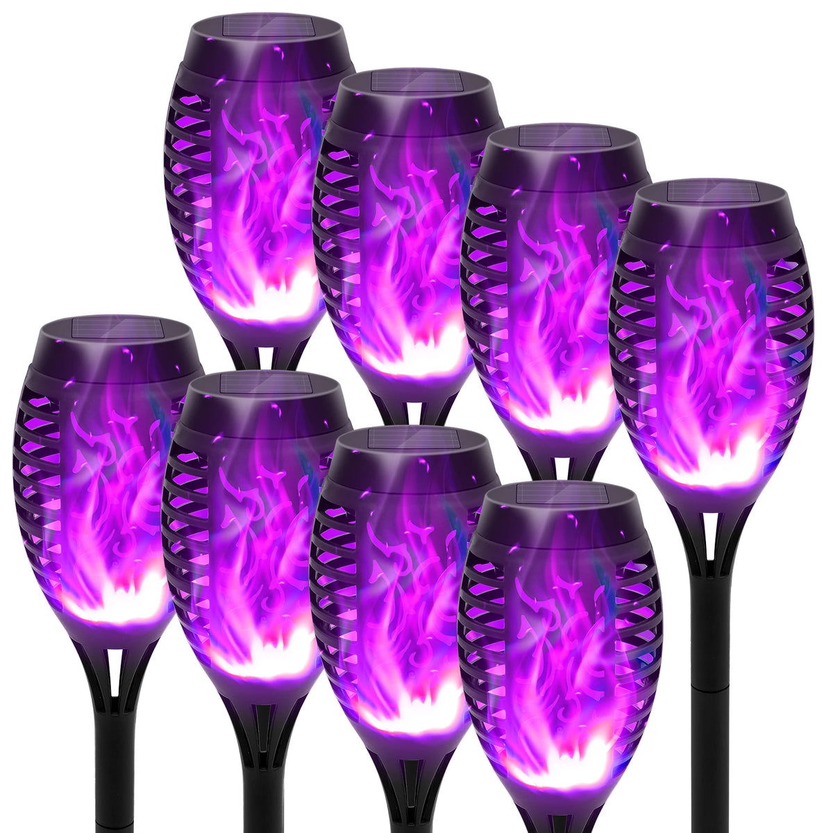 12-LED Solar Flame Torch Lights – Flickering Waterproof Garden & Patio Lamps.