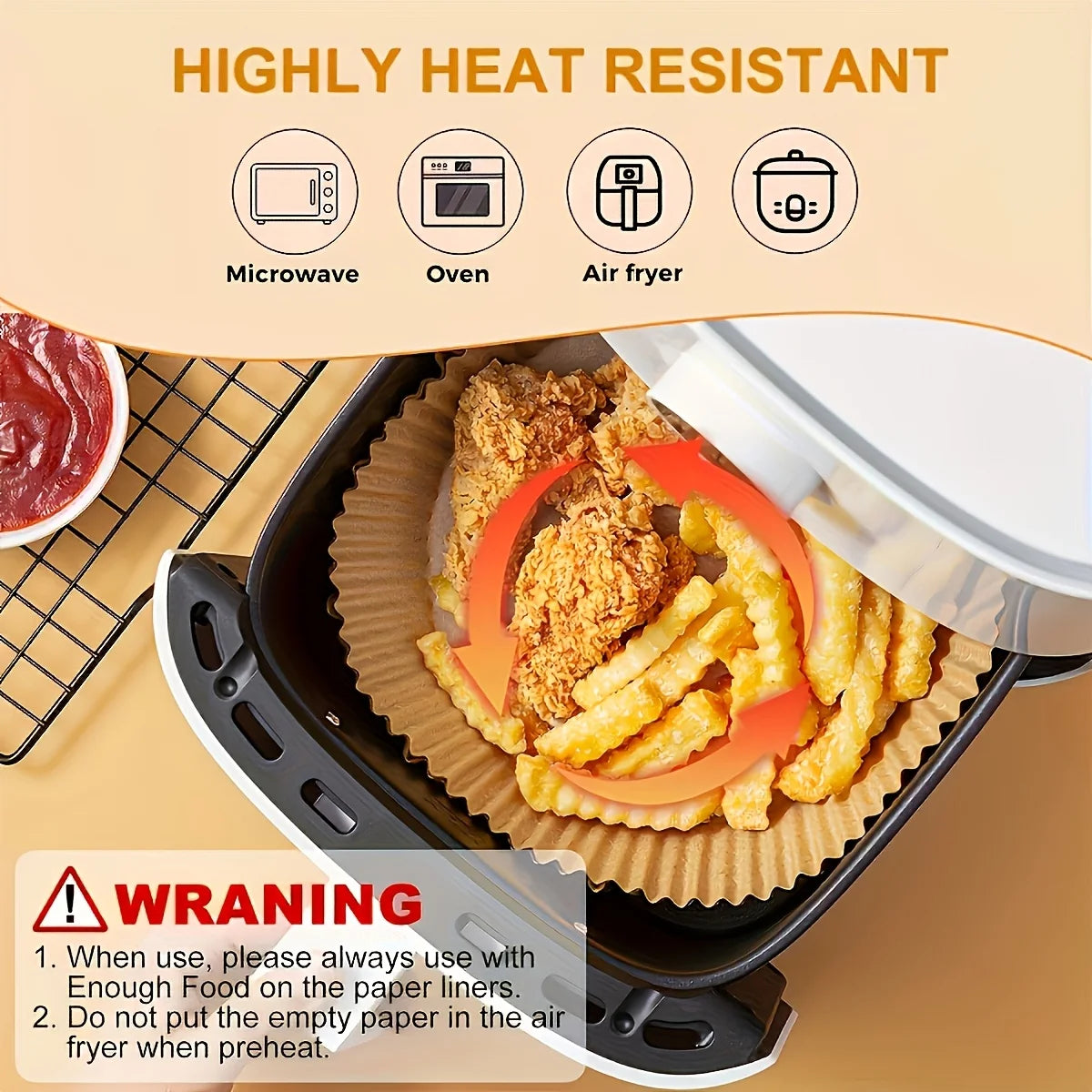 Air Fryer Paper Liners – Non-Stick Disposable Parchment Liners for Easy Cooking & Cleanup.