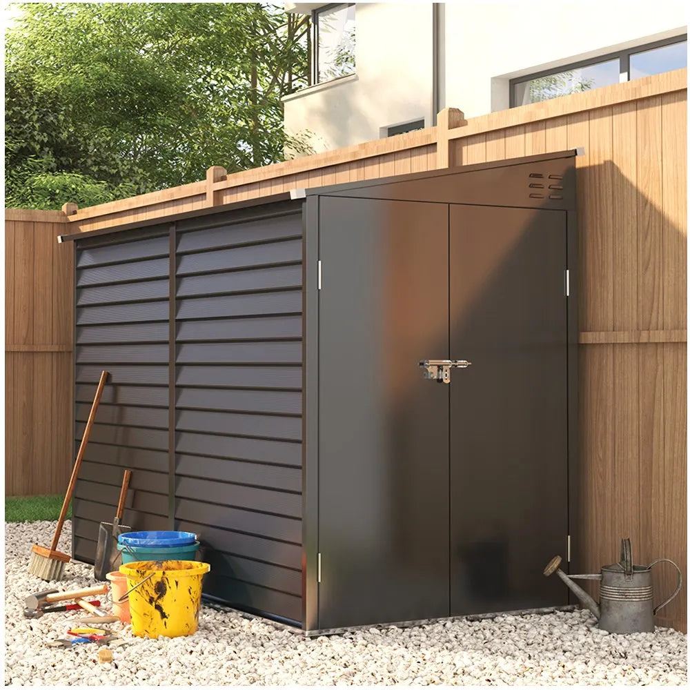 Extra Large Galvanized Steel Garden Storage Shed – Lockable Outdoor Tool & Bike Storage.