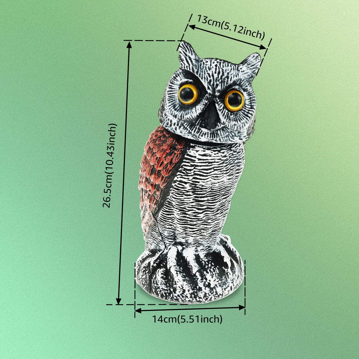 360° Rotating Fake Owl Decoy – Motion-Activated Bird Deterrent with Moving Head.