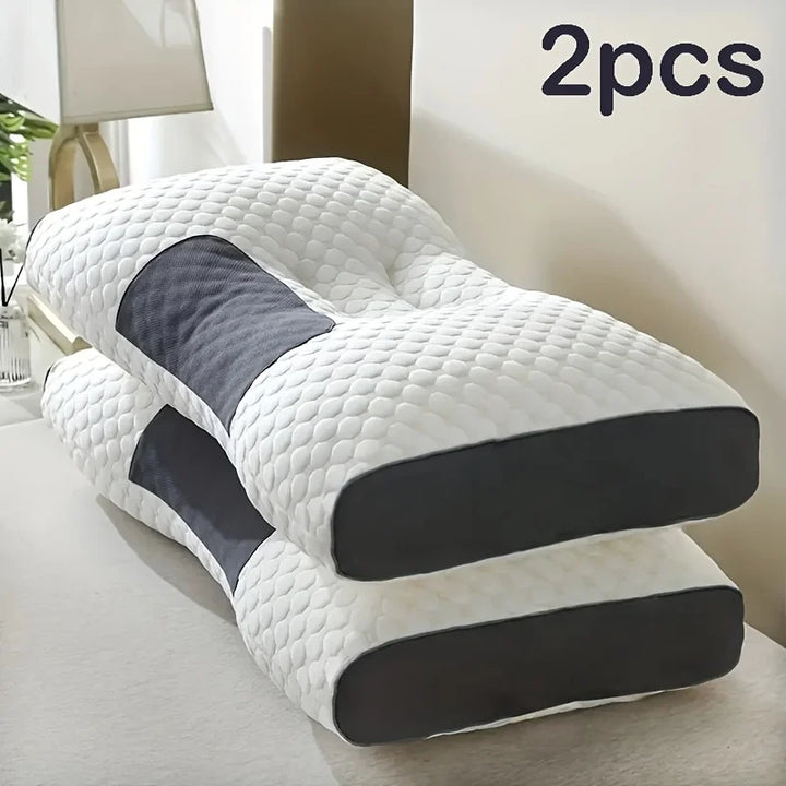 2-Pack Ergonomic Massage Neck Pillows – Adjustable Contour Support with Removable Washable Covers.