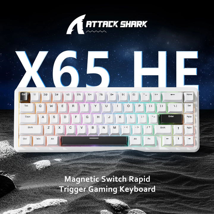 ATTACK SHARK X65 HE Magnetic Switch Gaming Keyboard – 65% Rapid Trigger, 8000Hz Polling.