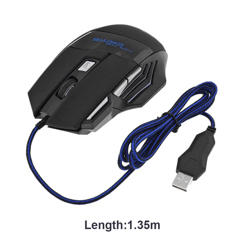 Ergonomic Wired Gaming Mouse – 7 Buttons, 5500 DPI, Silent Click & RGB Backlight.