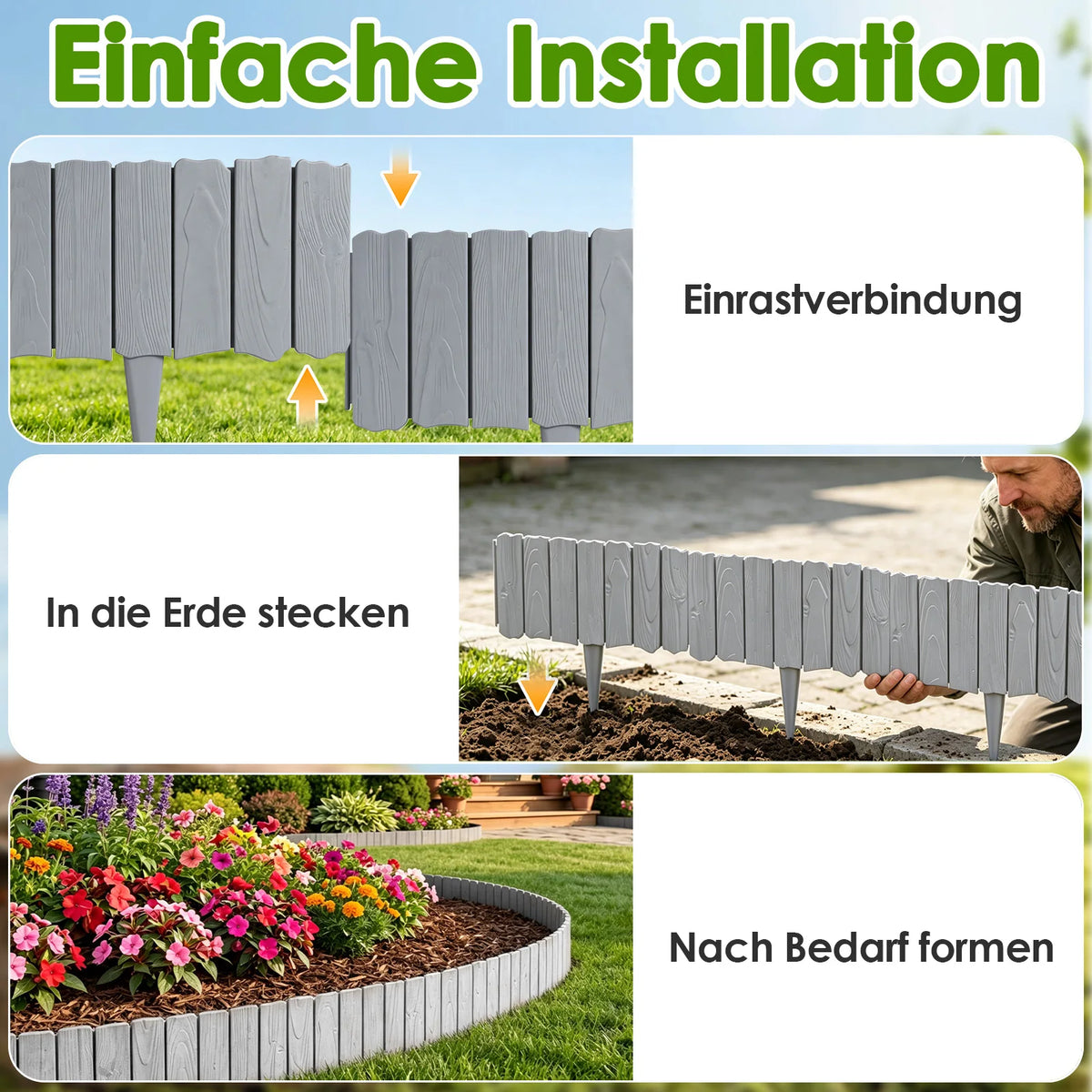 20-Piece Imitation Stone Garden Fence – Decorative Lawn & Plant Border Edging.