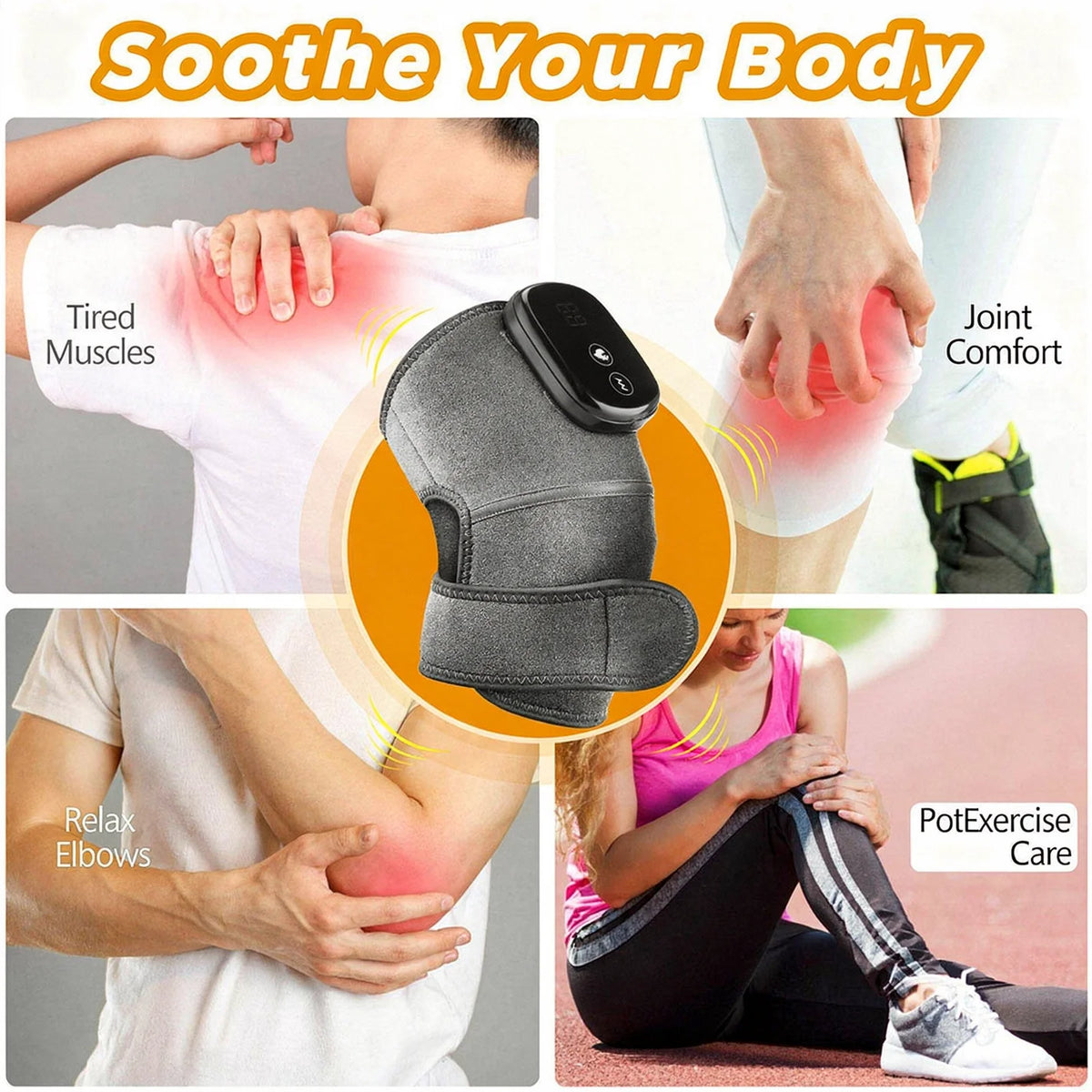 3-in-1 Heated Vibration Knee Massager with 5000mAh Rechargeable Battery
