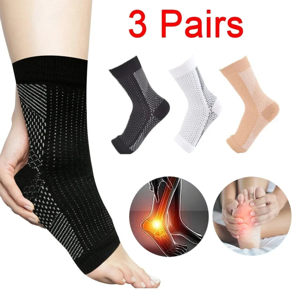 3 Pairs of Compression Socks with Arch & Heel Support.