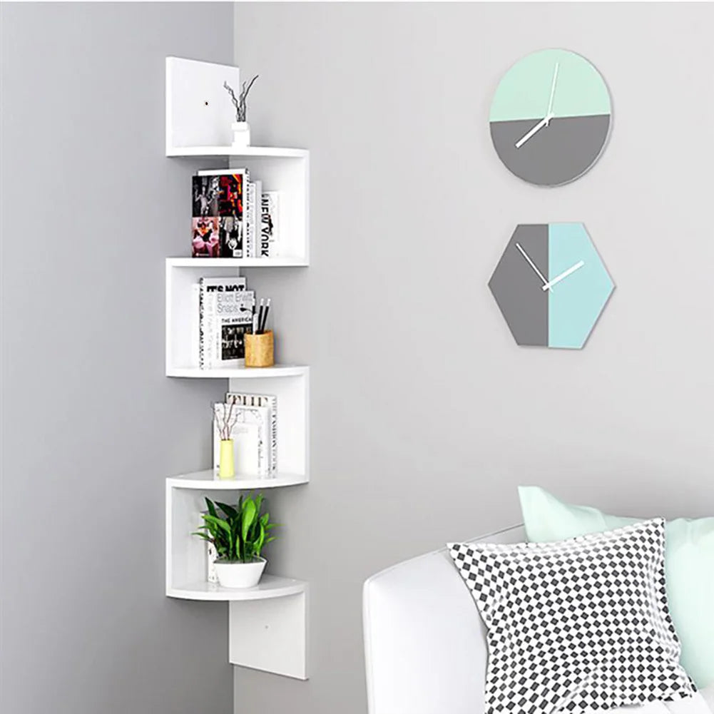 Zigzag Floating Corner Shelves Storage Organizer For Home Office