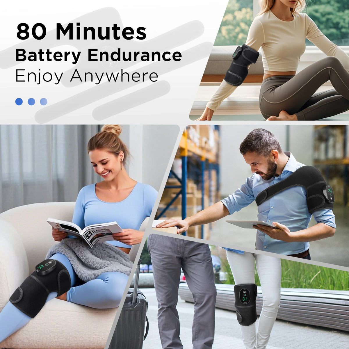 Electric Knee Heating Massager with Vibration & Hot Compress for Knee, Elbow & Shoulder