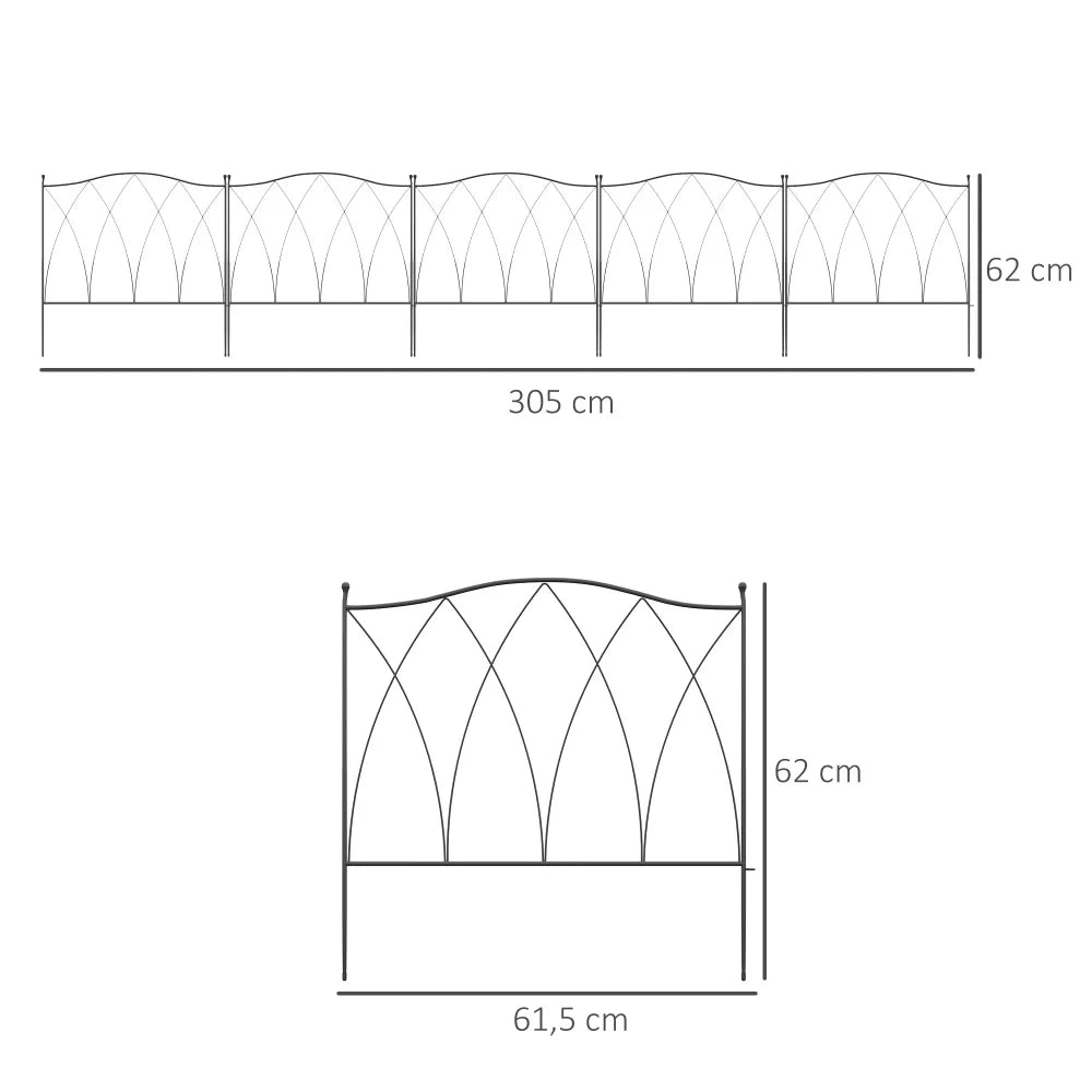 3.05m Modern Metal Garden Border Fence – Bendable Powder-Coated Landscape Edging.