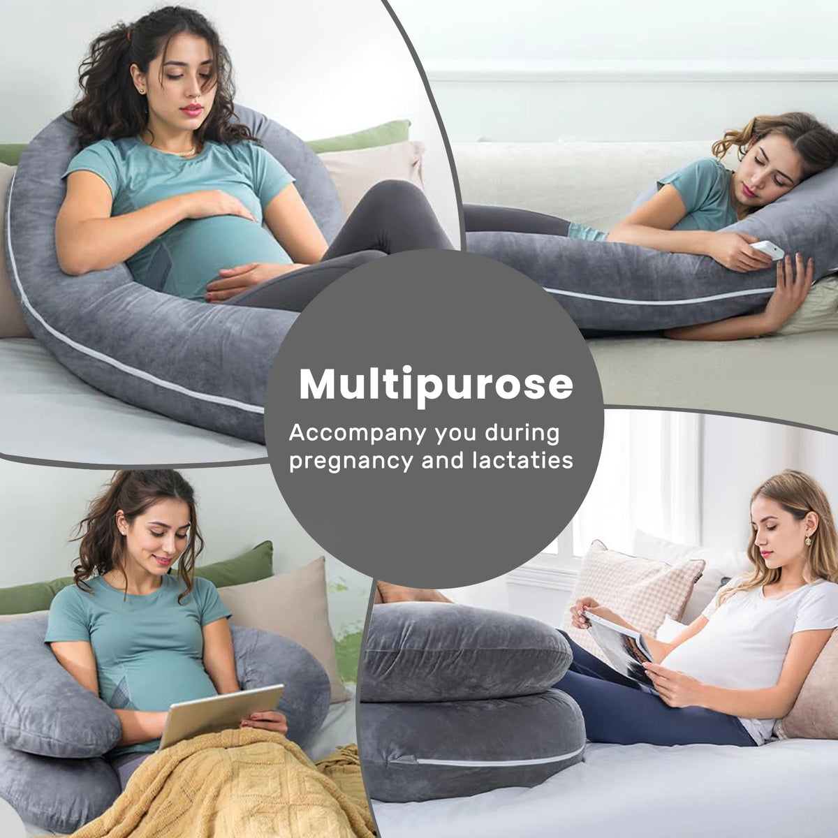 55-Inch C-Shaped Pregnancy Pillow.