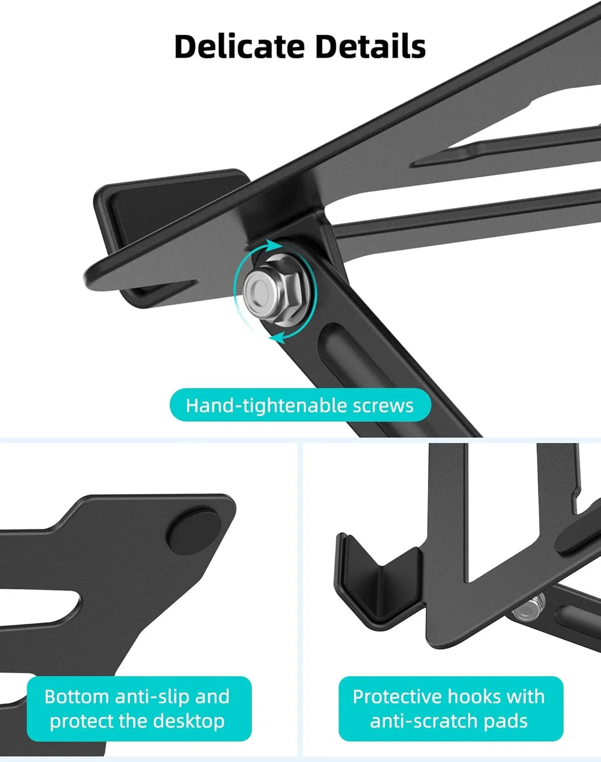 Adjustable Metal Laptop & Tablet Stand – Portable Desk Riser Holder.