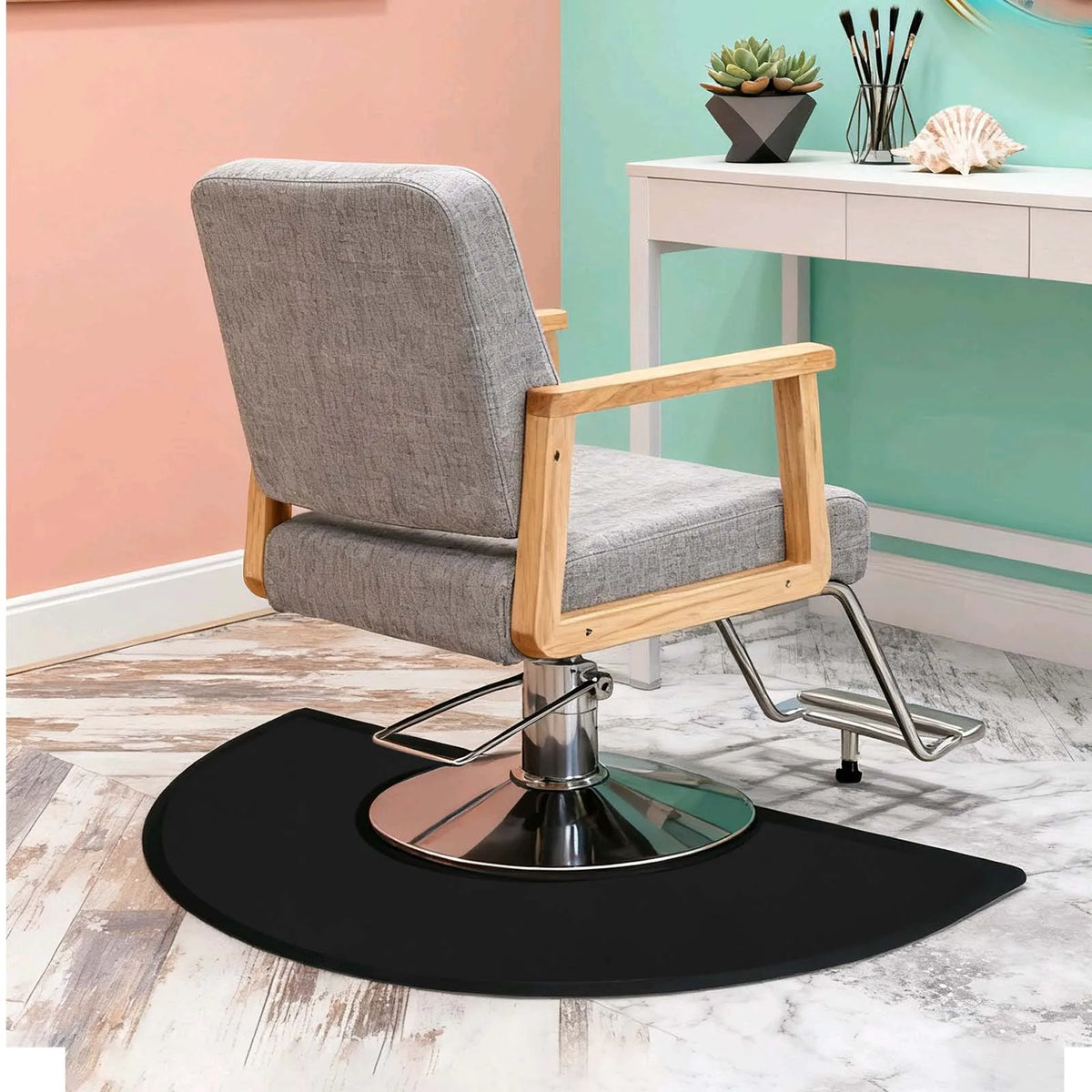 Salon Anti-Fatigue Floor Mat – 90 × 150cm Semicircular Barber & Hairdressing Mat.