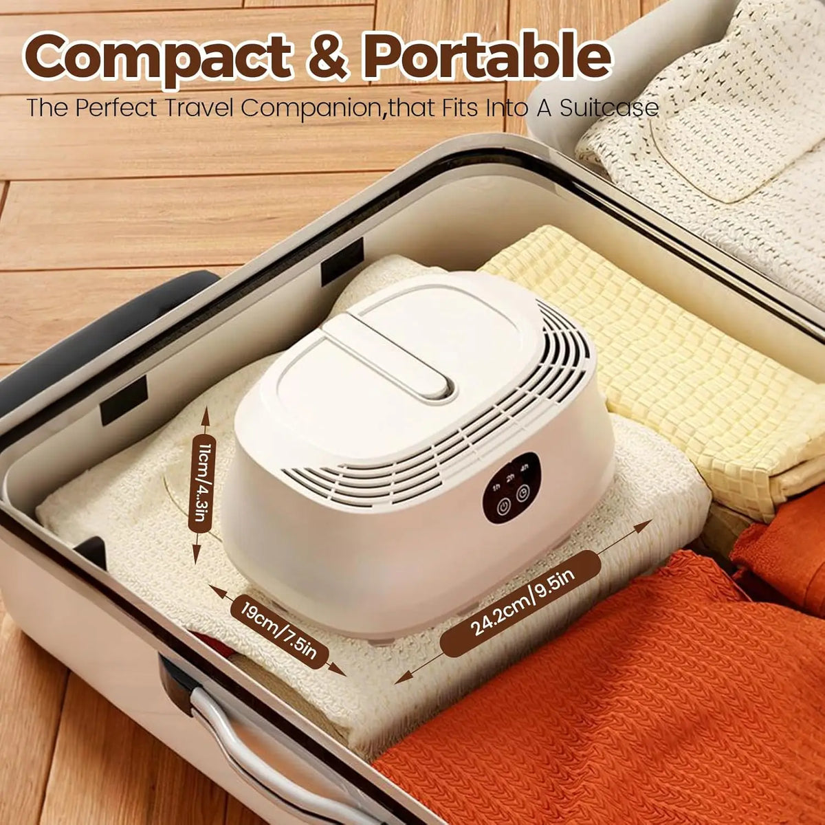 Portable Foldable Clothes Dryer – 360° Hot Air Circulation, PTC Fast Heating, 1–7H Timer, Overheat Protection & Low-Noise Large-Capacity Garment Dryer.