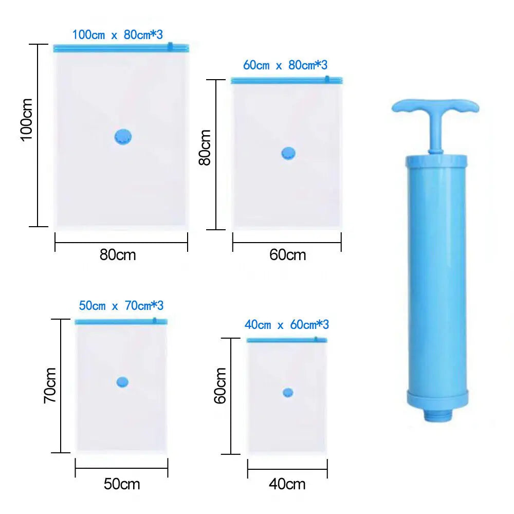12-Pack Strong Vacuum Storage Bags – Space-Saving Large Clothes & Organiser Bags.