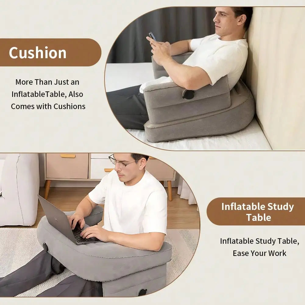 Inflatable Reading & Gaming Support Pillow – Adjustable Ergonomic Lap Cushion with Armrests for Bed, Sofa & Floor.