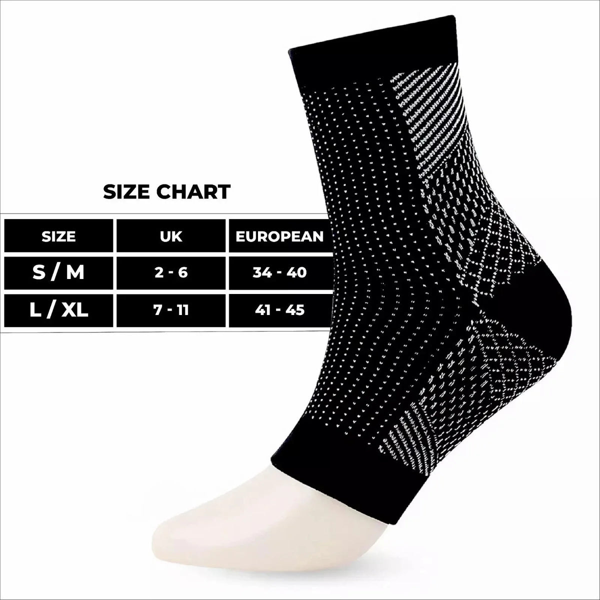 3 Pairs of Compression Socks with Arch & Heel Support.