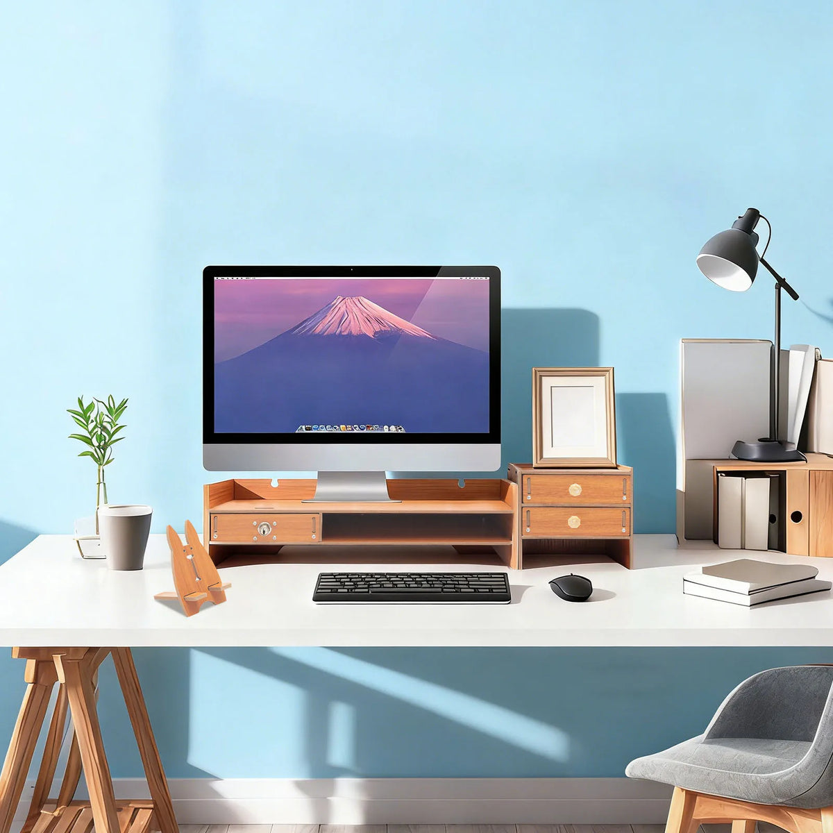 Computer Monitor Stand Riser – Sturdy Ergonomic Desktop Shelf & Storage Organizer.