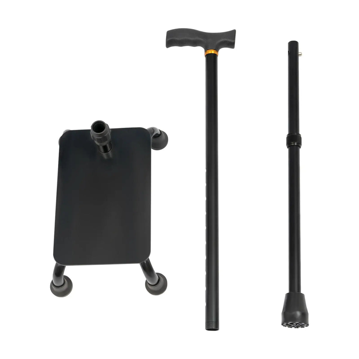 2-in-1 Stair Climbing Walking Cane – 10-Level Adjustable Height with 4-Leg Stability for Seniors.