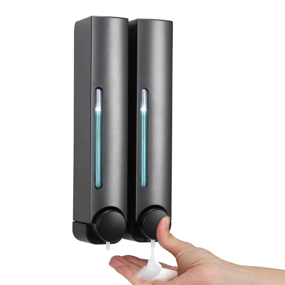 2/3-Chamber No Drill Wall-Mounted Soap Dispenser – 380ml Shampoo, Conditioner & Shower Gel Dispenser.