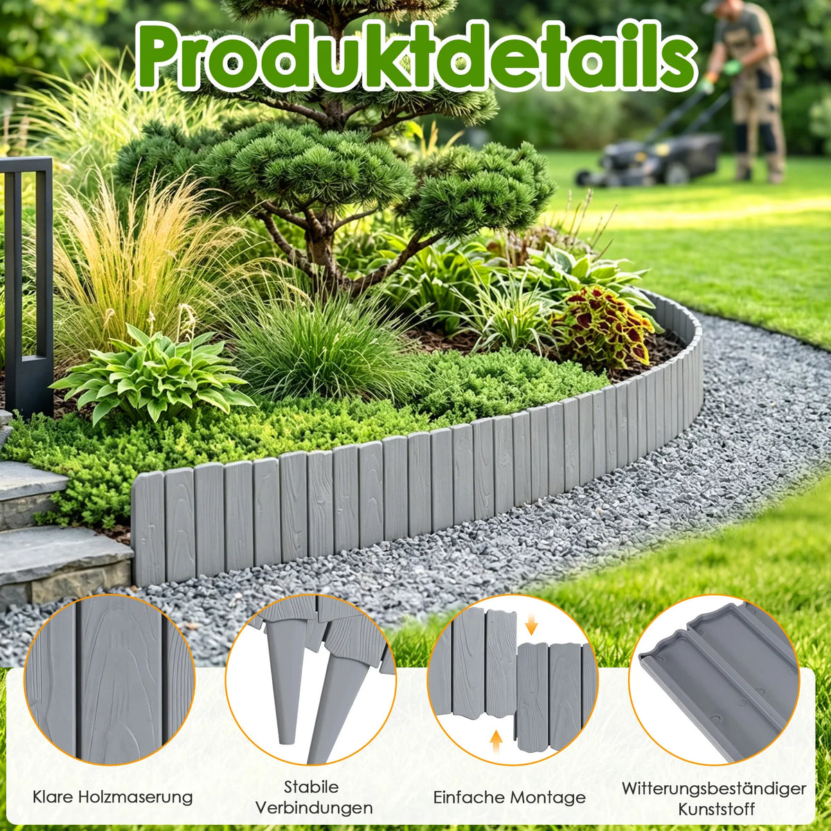 20-Piece Imitation Stone Garden Fence – Decorative Lawn & Plant Border Edging.