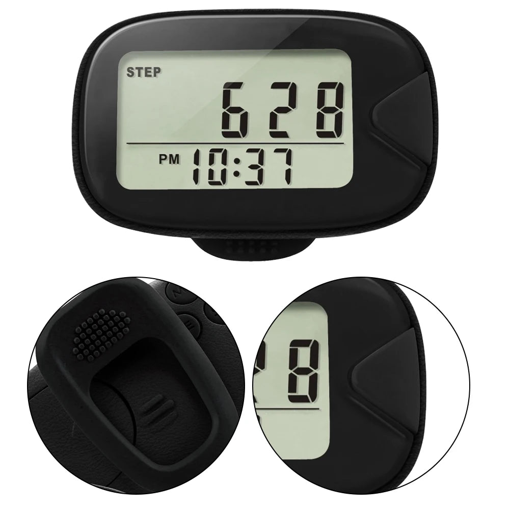 Clip-On Walking Pedometer – Portable Step Counter with LCD Display for Walking & Running.