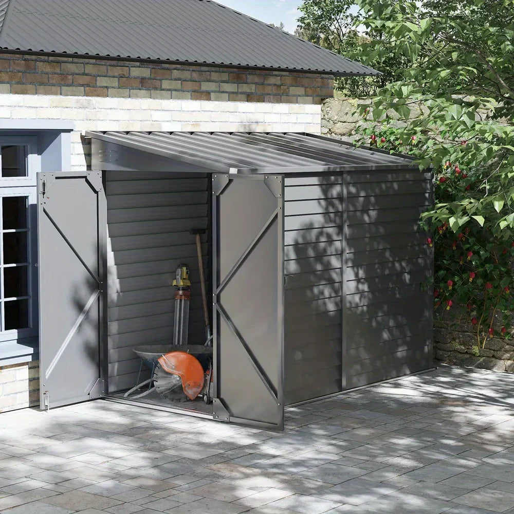 Extra Large Galvanized Steel Garden Storage Shed – Lockable Outdoor Tool & Bike Storage.