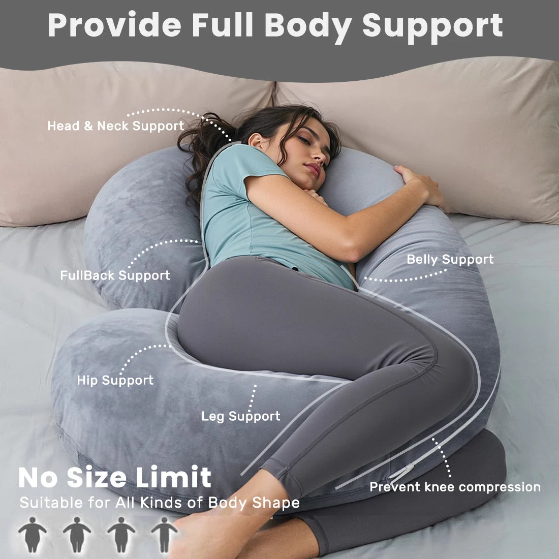 55-Inch C-Shaped Pregnancy Pillow.