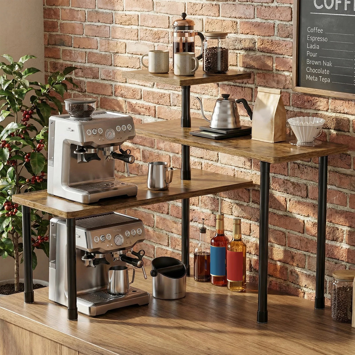 3-Tier Corner Shelf with Metal Frame – Space-Saving Countertop Organizer.
