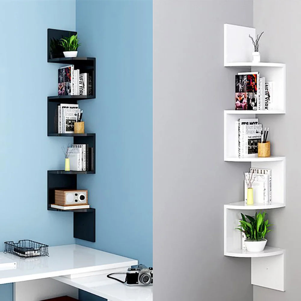 Zigzag Floating Corner Shelves Storage Organizer For Home Office