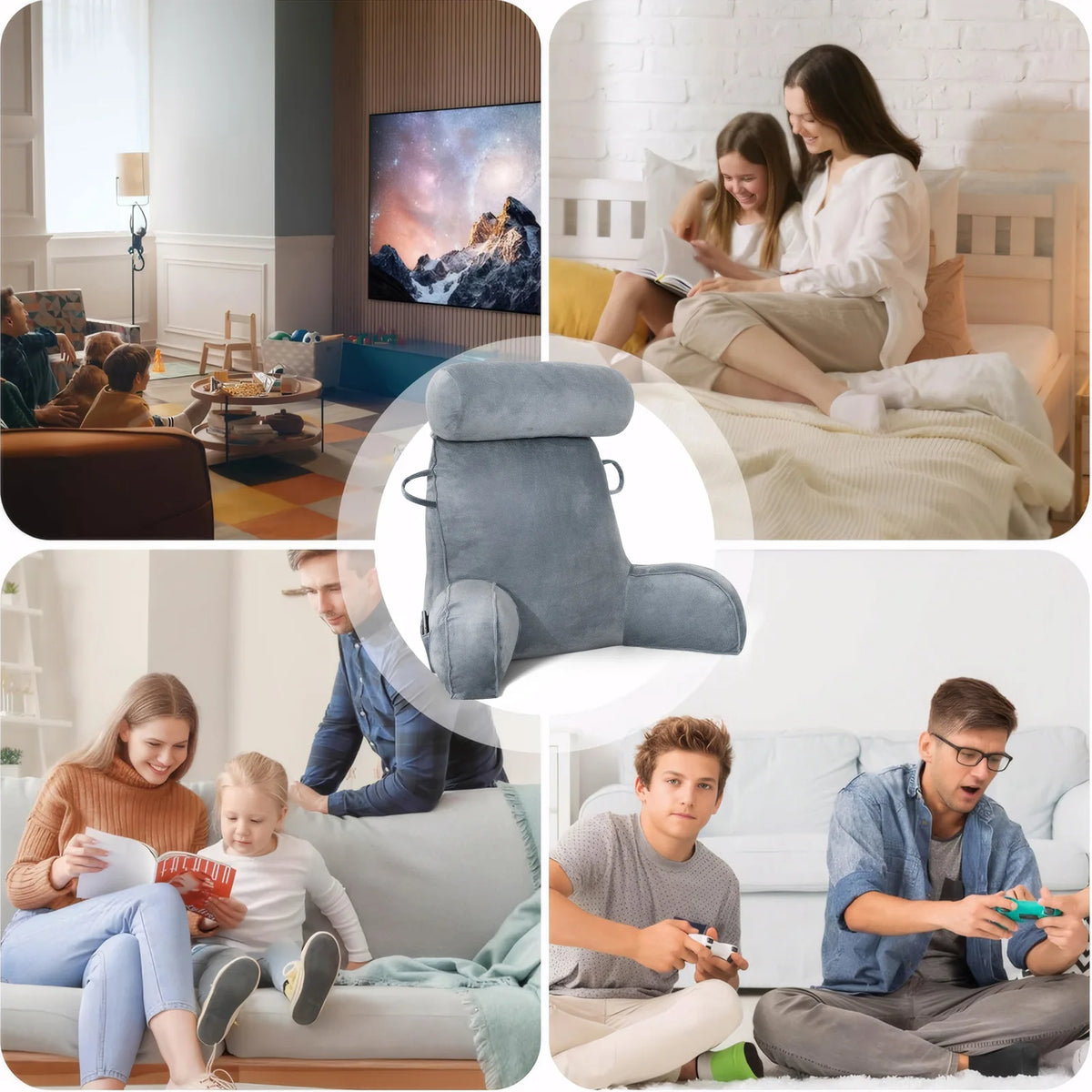 Reading Cushion for Bed and Sofa, Reading Cushion with Backrest for Adults, Seat Cushion with Backrest, Back Support, Suitable for Watching TV, Reading and Playing with Mobile Phones in Bed