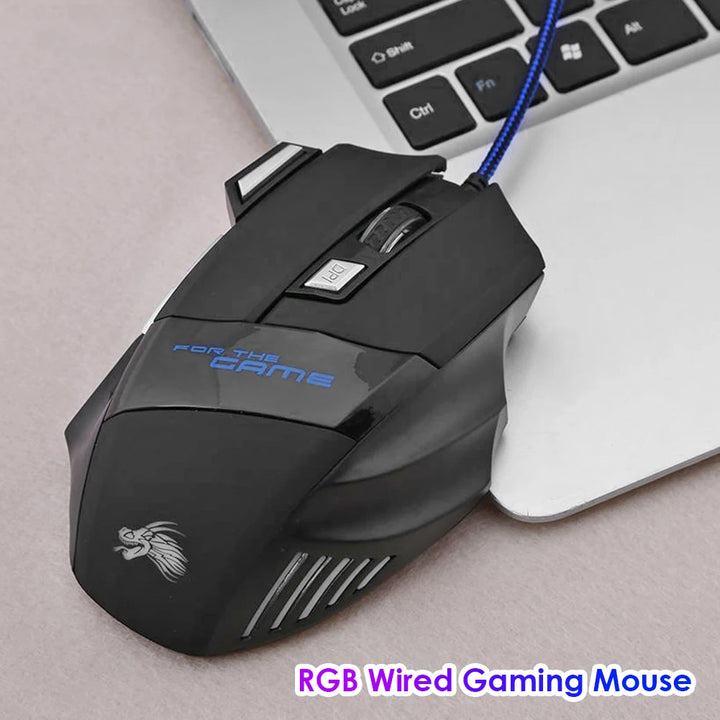 Ergonomic Wired Gaming Mouse – 7 Buttons, 5500 DPI, Silent Click & RGB Backlight.