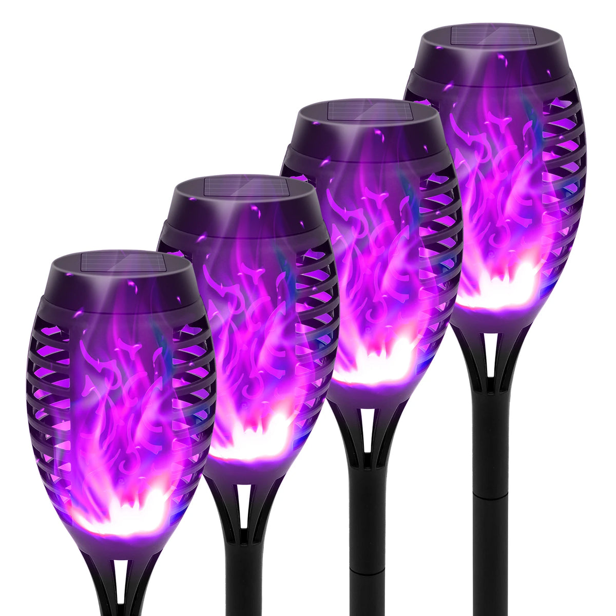 12-LED Solar Flame Torch Lights – Flickering Waterproof Garden & Patio Lamps.