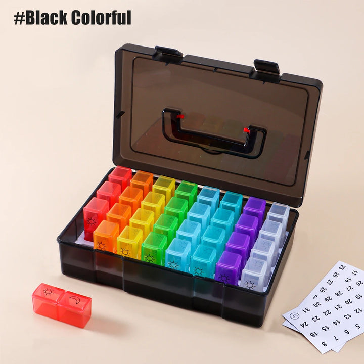 Monthly Pill Organizer AM/PM – 31-Day Medicine Box with 2 Daily Compartments for Vitamins, Supplements & Medication.