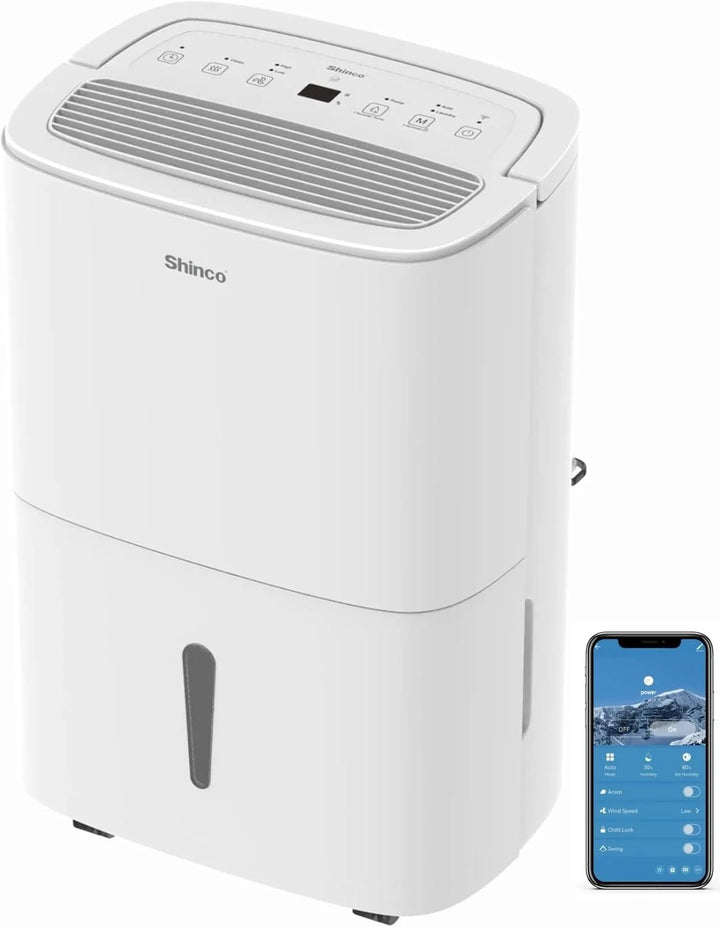 Electric Dehumidifier – WiFi Smart Humidity Control, Energy Saving, Auto Restart & Laundry Drying, 24H Timer.