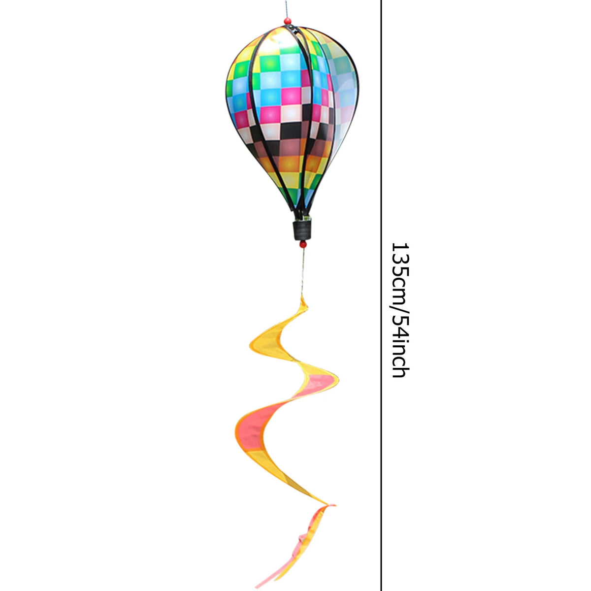 Rainbow Hot Air Balloon Wind Spinner – Kinetic Hanging Garden Decoration.