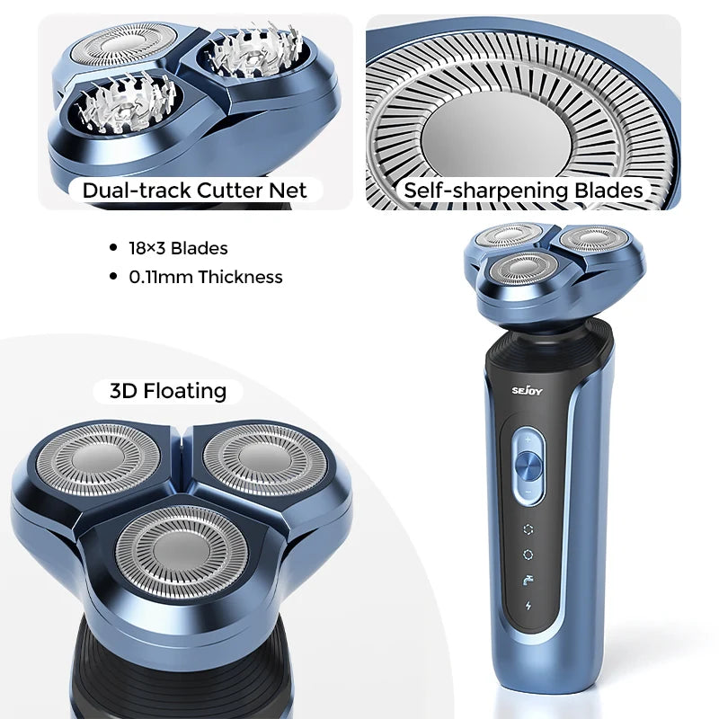 Men's Electric Shaver – 3D Floating Head Beard Trimmer, Portable Rechargeable Razor with Nose Hair Trimmer.