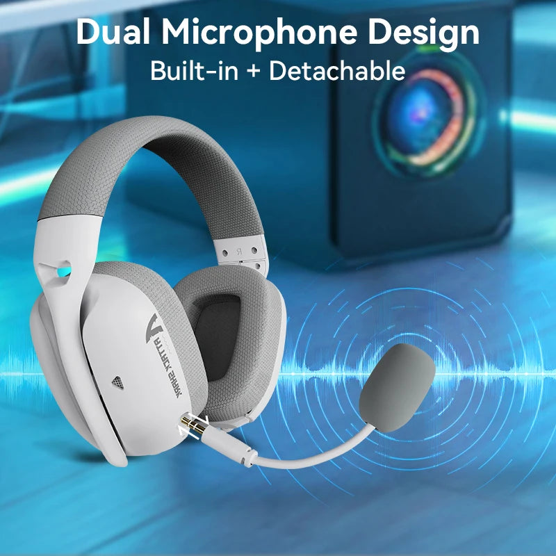 ATTACK SHARK L80PRO Gaming Headset, Lightweight Over-Ear Gaming Headphones, Wired/BT/2.4G Wireless,Dual Microphone Stereo